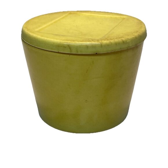 Vtg Kraft Yellow Butter Crock w/ Lid Refrigerator Bowl Pottery Kitchen Ware - Picture 3 of 10